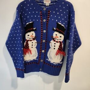 Orvis 100% Wool Snowmen Christmas Sweater, Size M